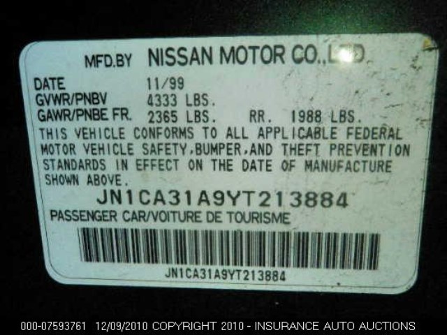 JN1CA31A9YT213884 - 2000 NISSAN MAXIMA GLE/GXE/SE GREEN photo 9